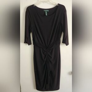 lauren ralph lauren dress Stretch Knit Size 12 Black 3/4 Sleeve